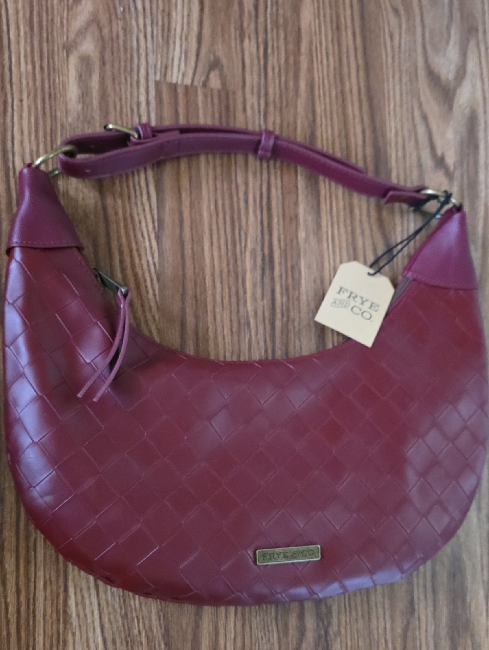 FRYE AND CO. Woven Leather Hobo — Burgundy
